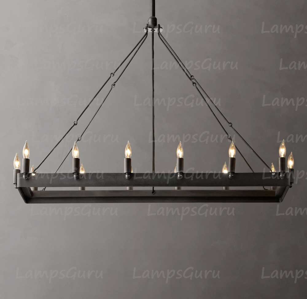 Caminoy Vintage Candelabra Rectangular Chandelier 41"