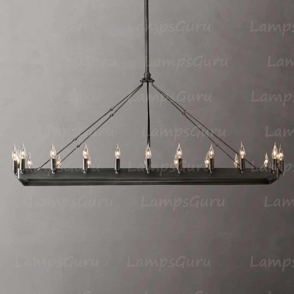 Caminoy Vintage Candelabra Rectangular Chandelier 52"