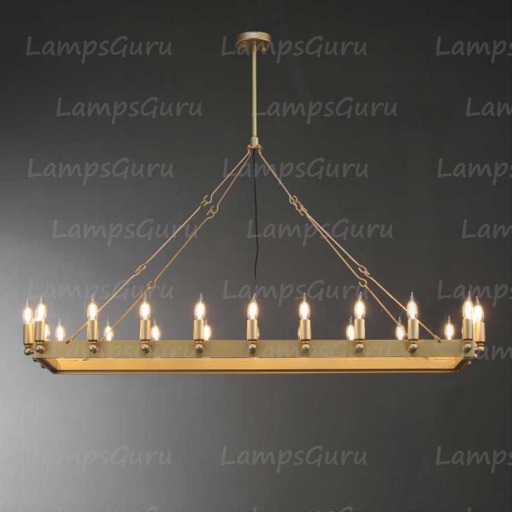 Caminoy Vintage Candelabra Rectangular Chandelier 52"