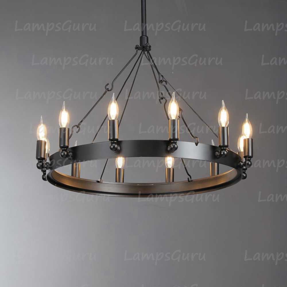 Caminoy Vintage Candelabra Round Chandelier 26"