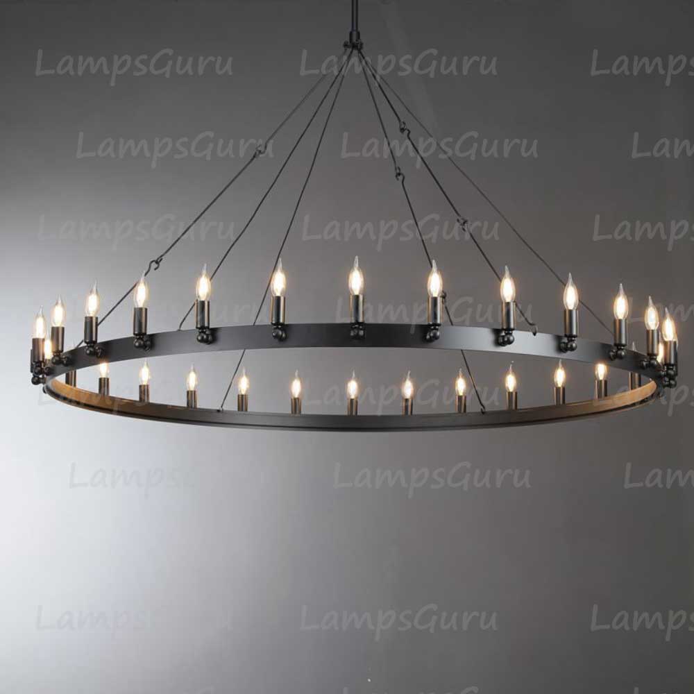Caminoy Vintage Candelabra Round Chandelier 63"