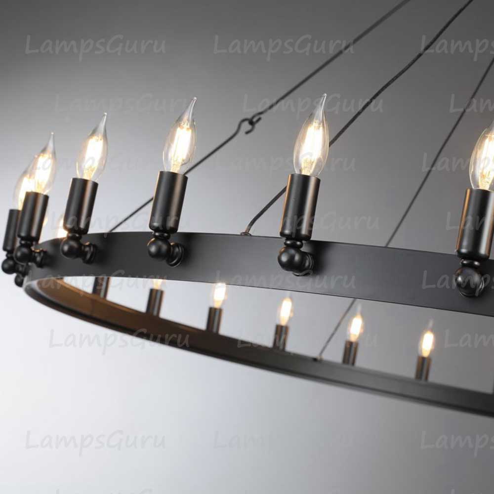 Caminoy Vintage Candelabra Round Chandelier 63"