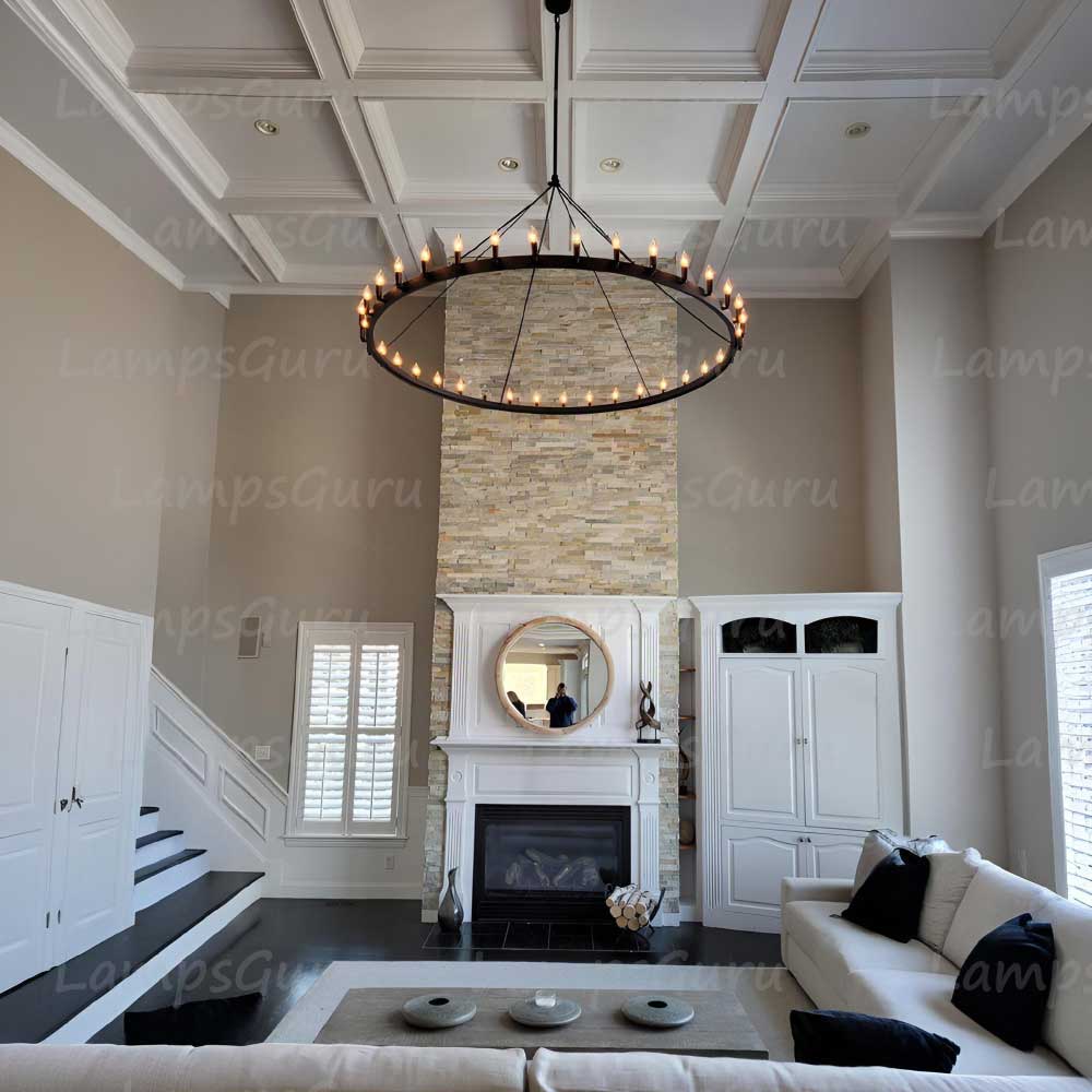 Caminoy Vintage Candelabra Round Chandelier 73"