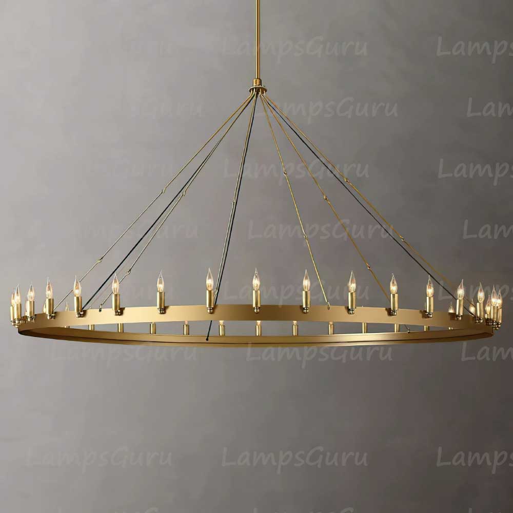 Caminoy Vintage Candelabra Round Chandelier 73"