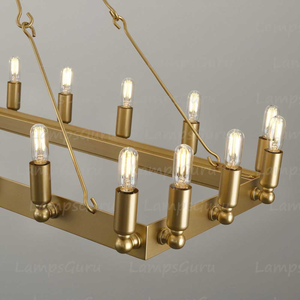 Caminoy Vintage Filament Rectangular Chandelier 52"