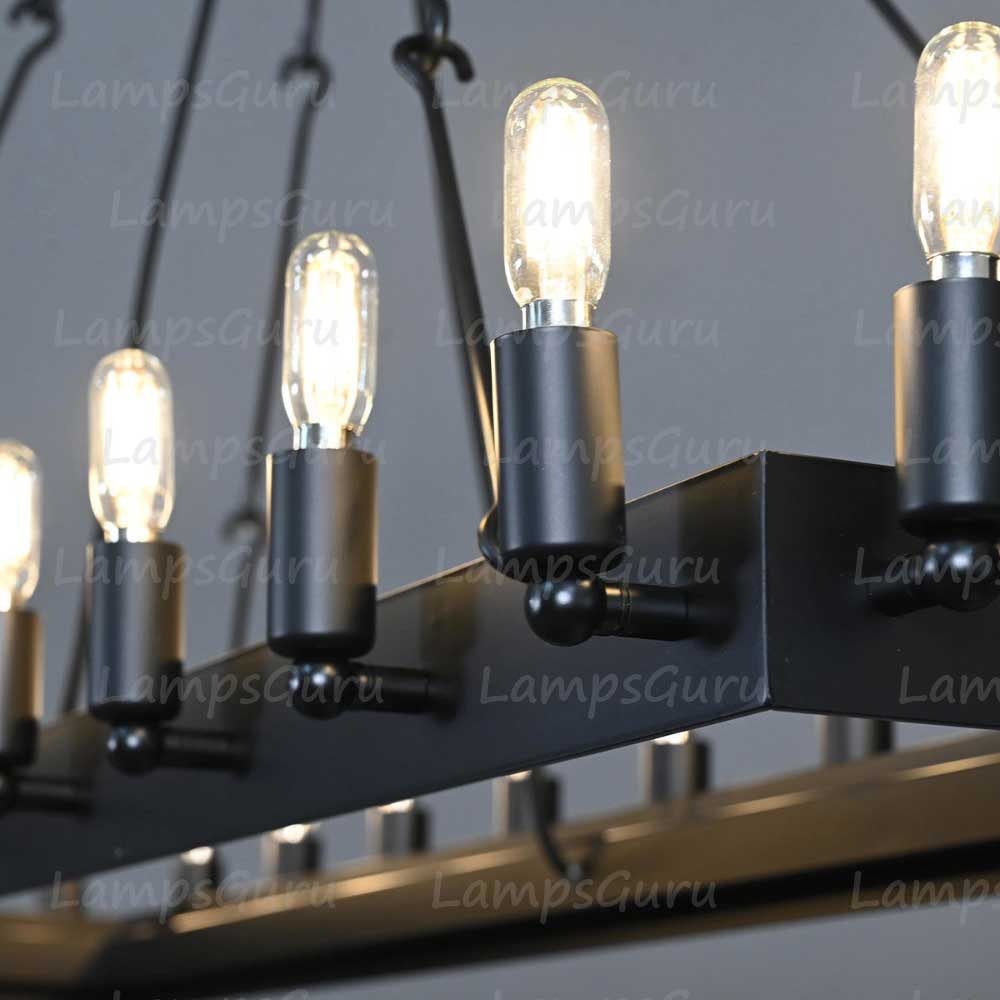Caminoy Vintage Filament Rectangular Chandelier 52"