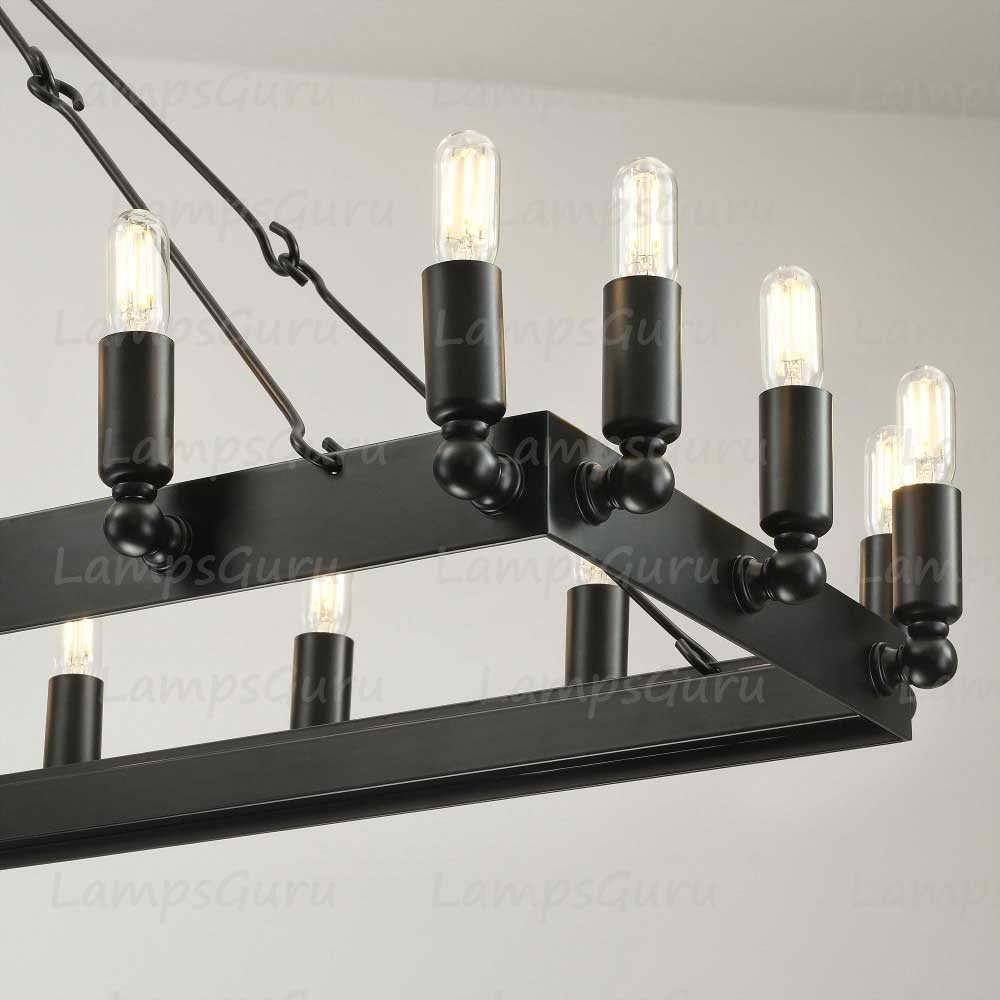 Caminoy Vintage Filament Rectangular Chandelier 52"