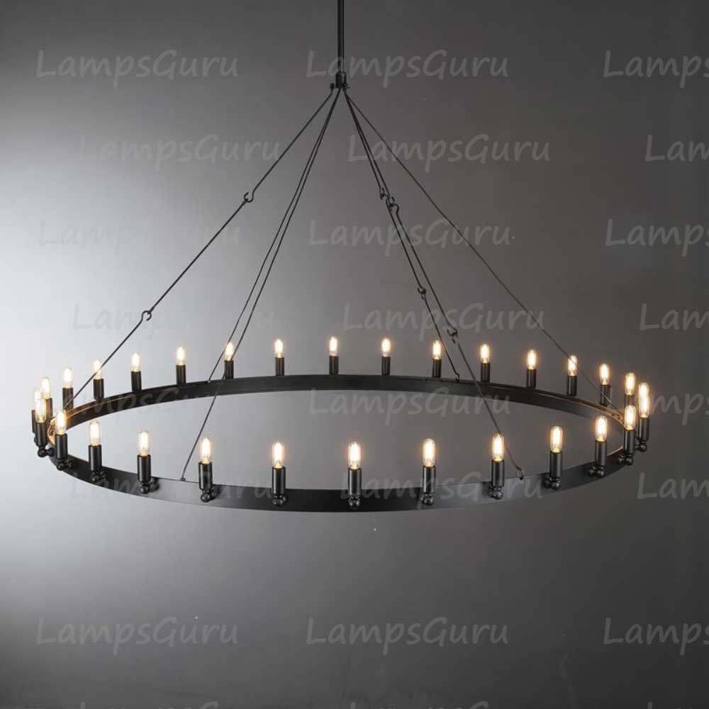 Caminoy Vintage Filament Round Chandelier 63"