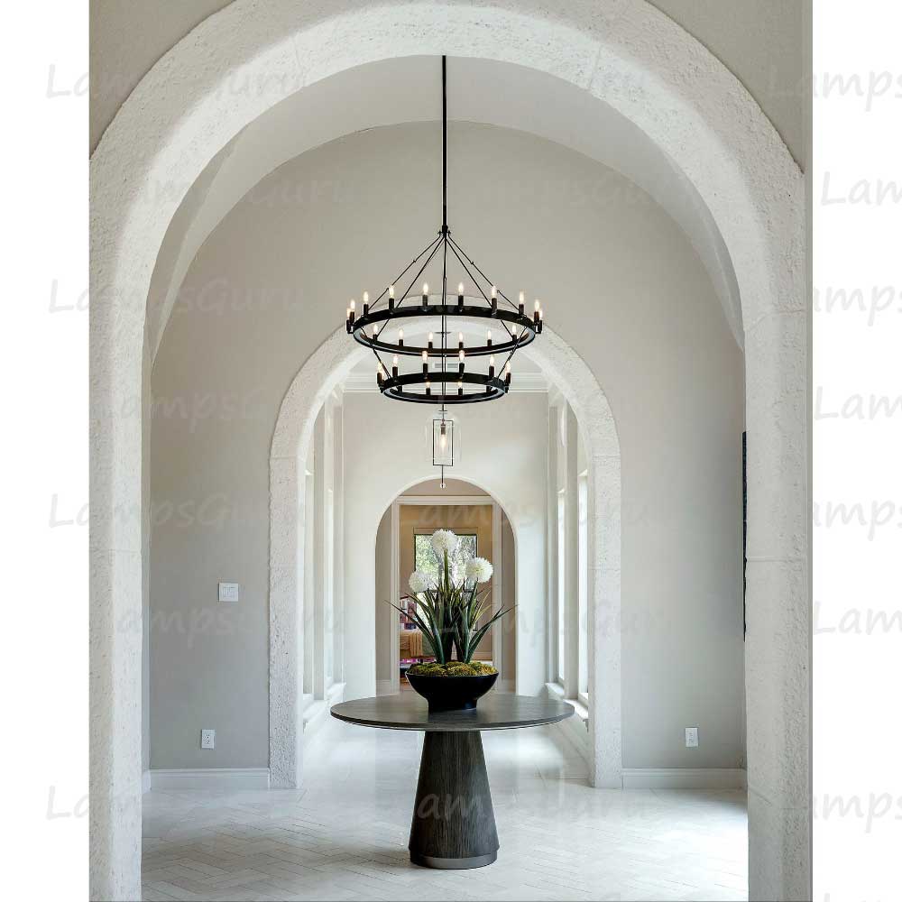 Caminoy Vintage Filament Two-Tier Chandelier 38"