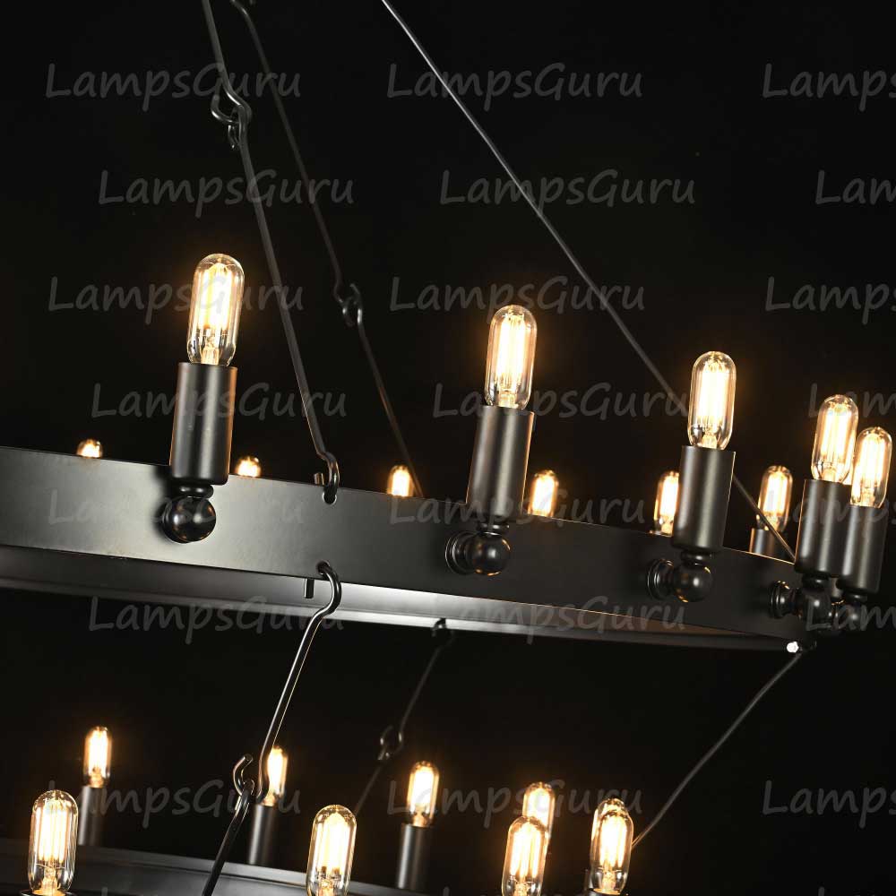 LG Caminoy Vintage Filament Two-Tier Chandelier 50"