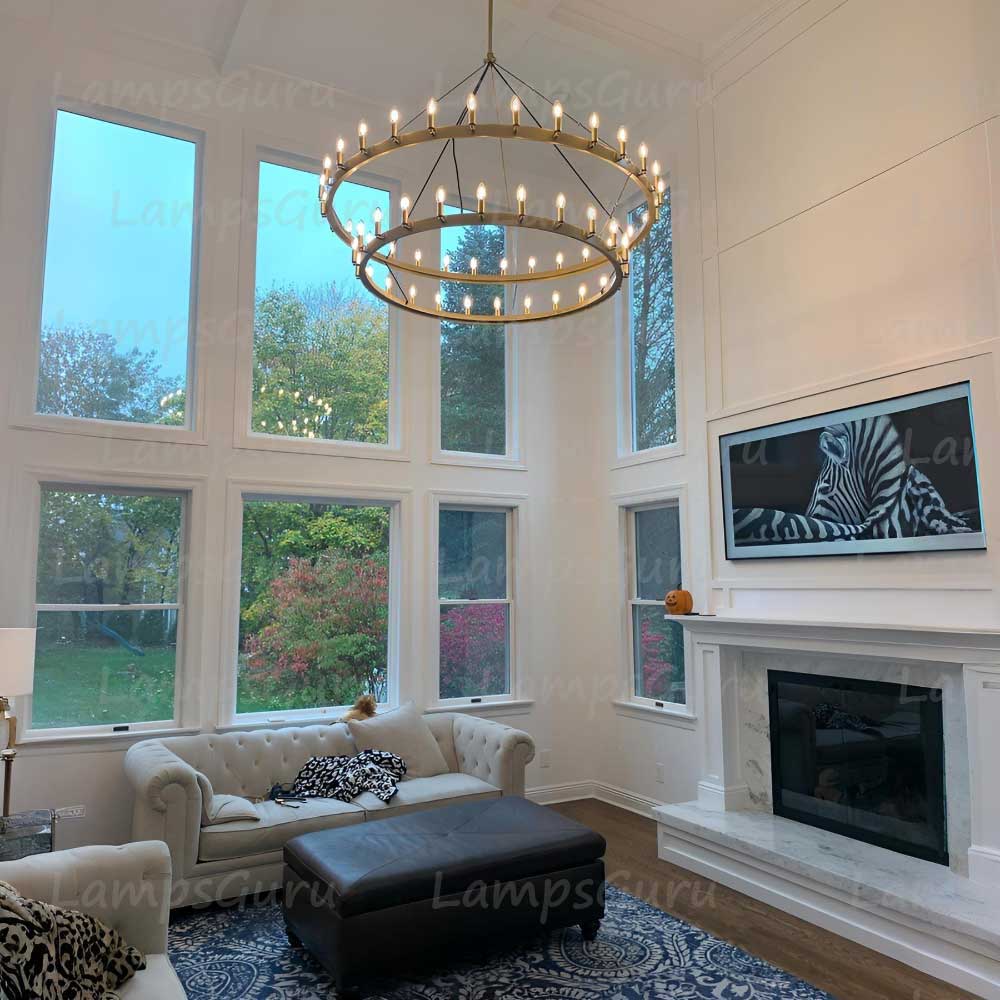 Caminoy Vintage Filament Two-Tier Chandelier 63"