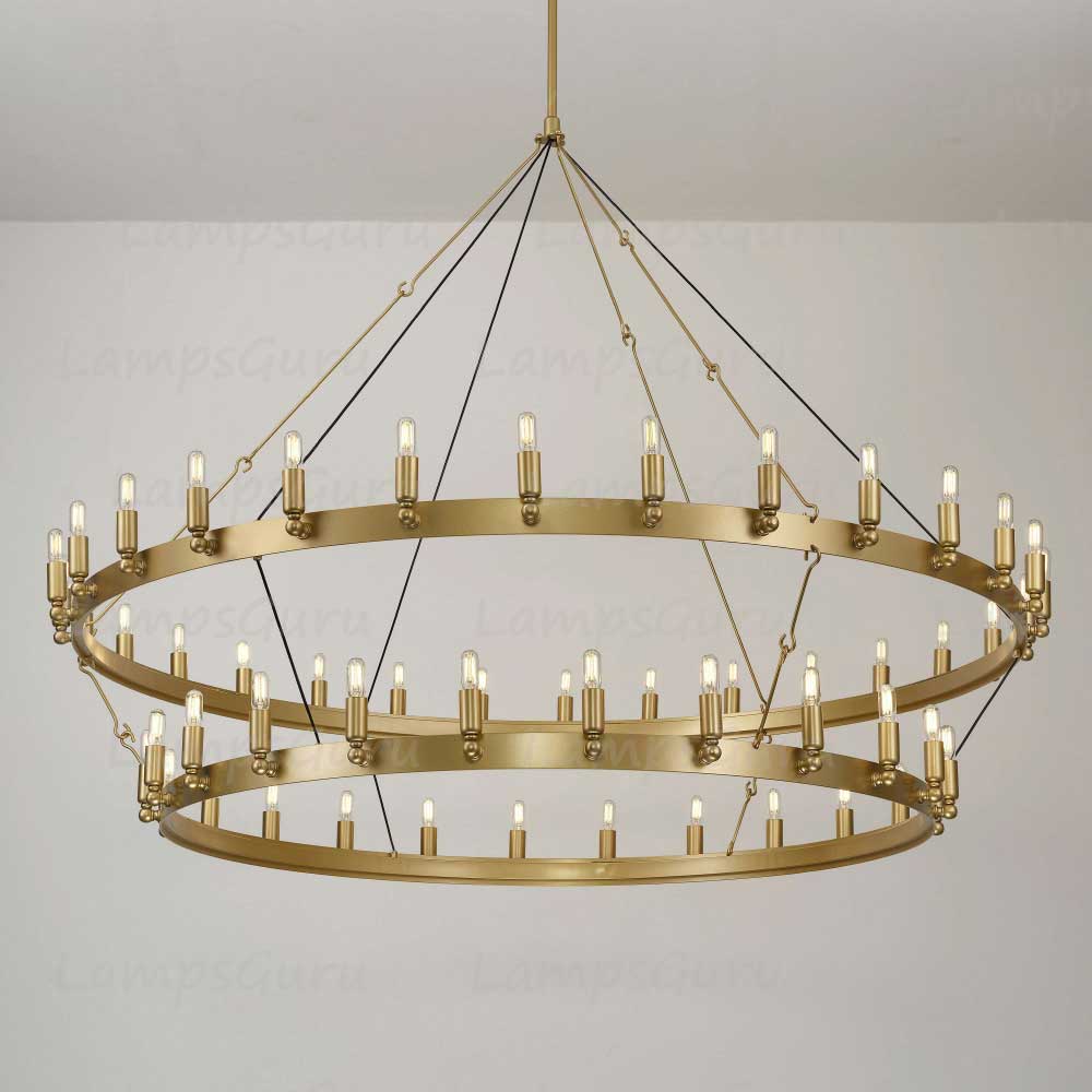 Caminoy Vintage Filament Two-Tier Chandelier 63"