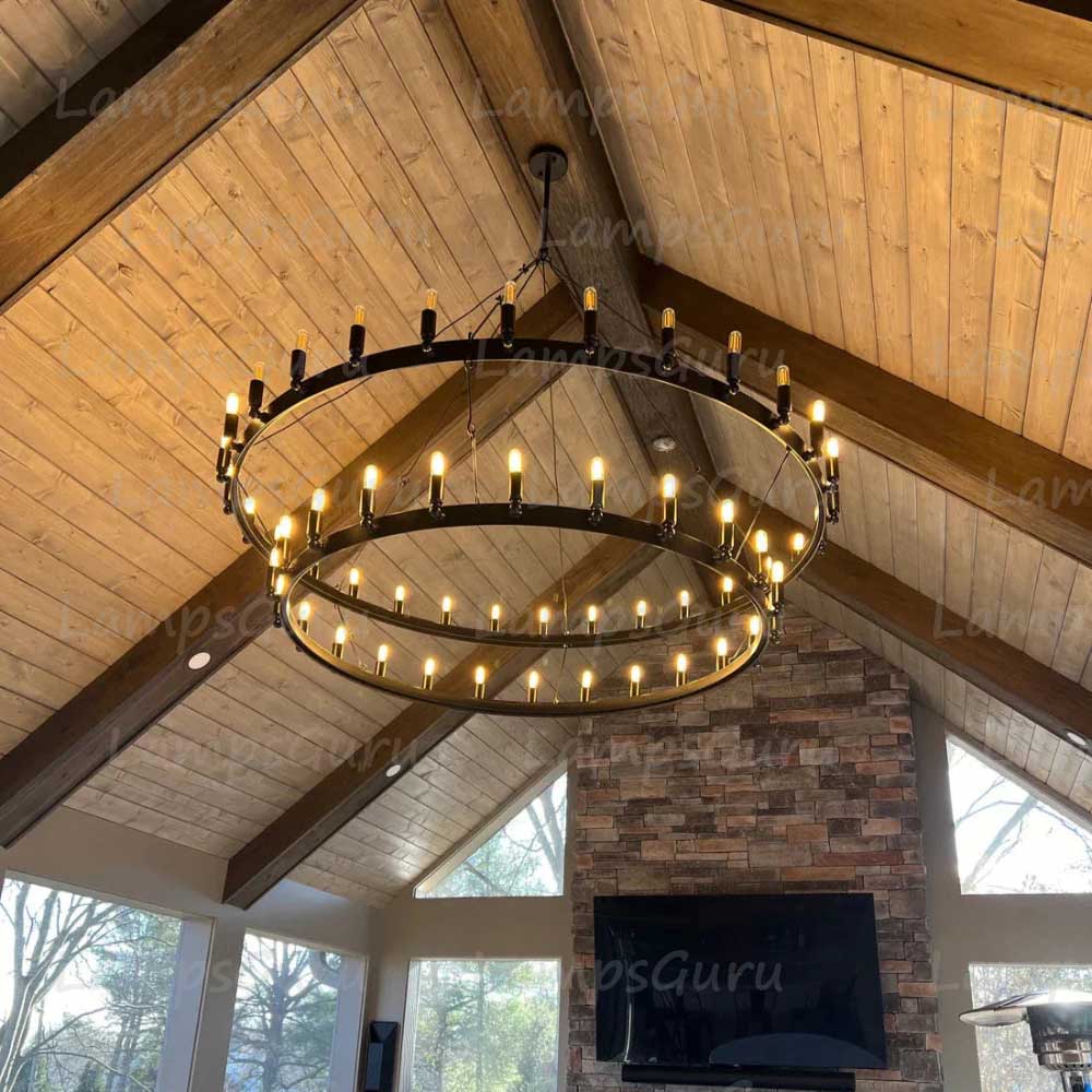 Caminoy Vintage Filament Two-Tier Chandelier 63"