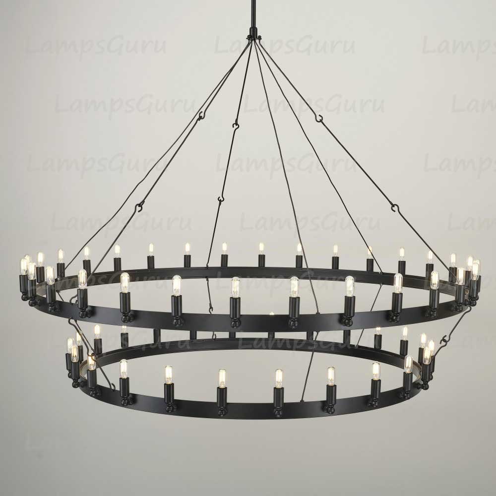 Caminoy Vintage Filament Two-Tier Chandelier 63"