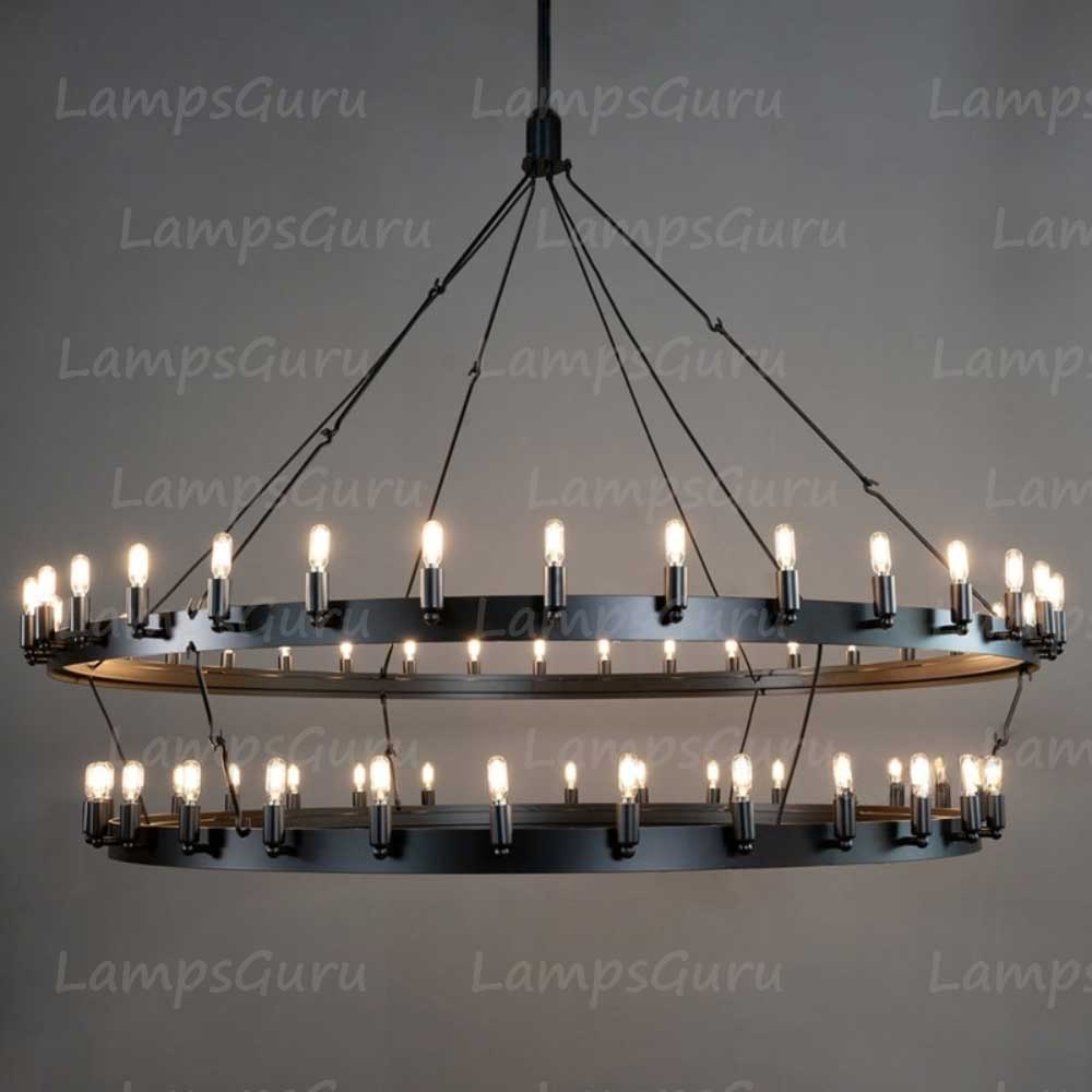Caminoy Vintage Filament Two-Tier Chandelier 71"