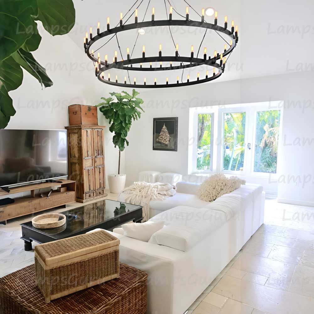 Caminoy Vintage Filament Two-Tier Chandelier 71"