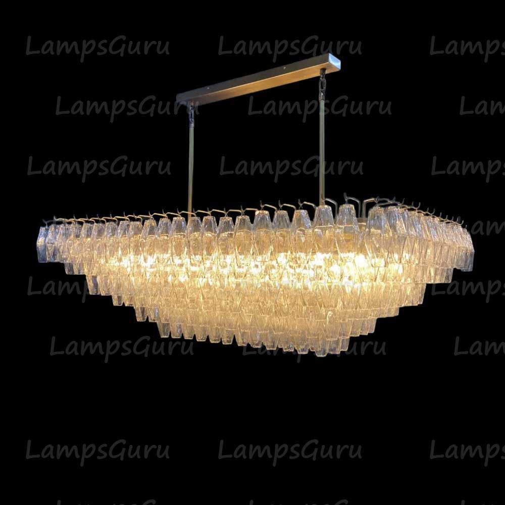 Chiaray Clear Glass Tiered Rectangular Chandelier 54"