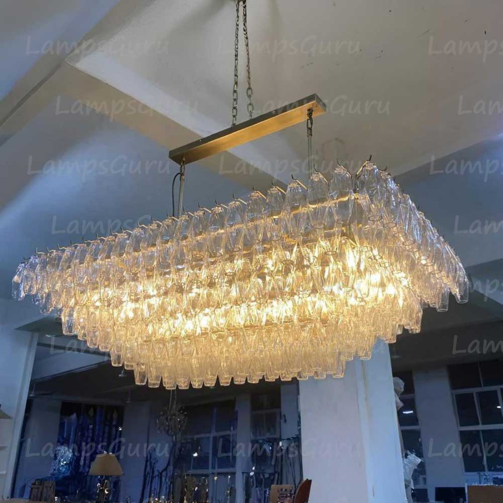Chiaray Clear Glass Tiered Rectangular Chandelier 54"