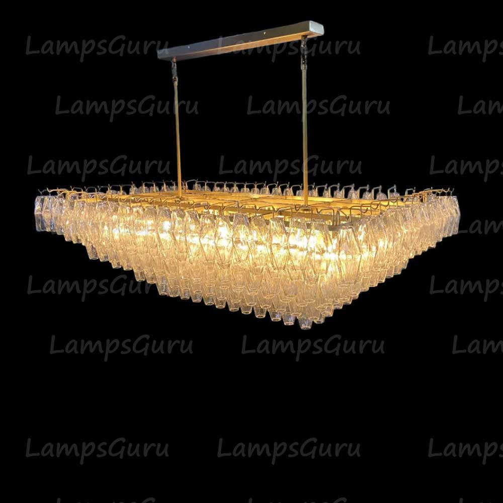 Chiaray Clear Glass Tiered Rectangular Chandelier 54"