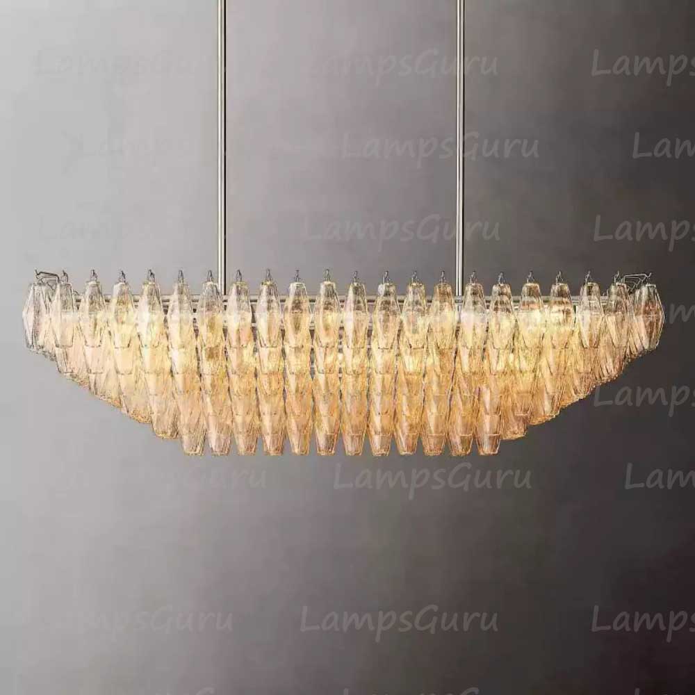 Chiaray Clear Glass Tiered Rectangular Chandelier 54"