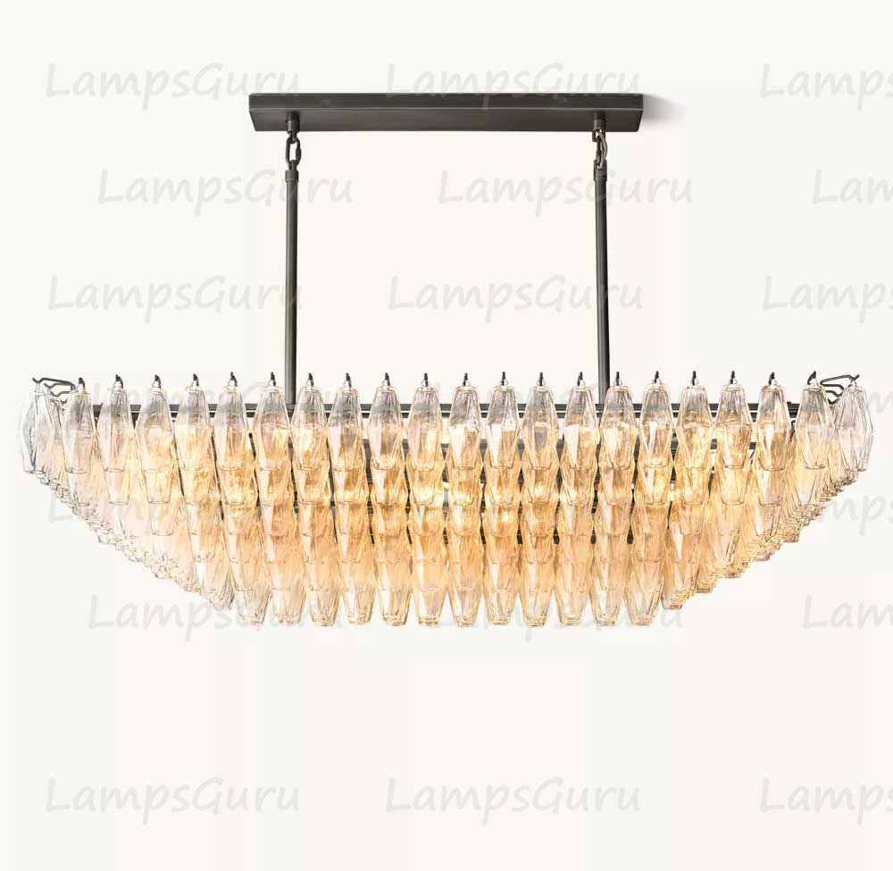 Chiaray Clear Glass Tiered Rectangular Chandelier 54"
