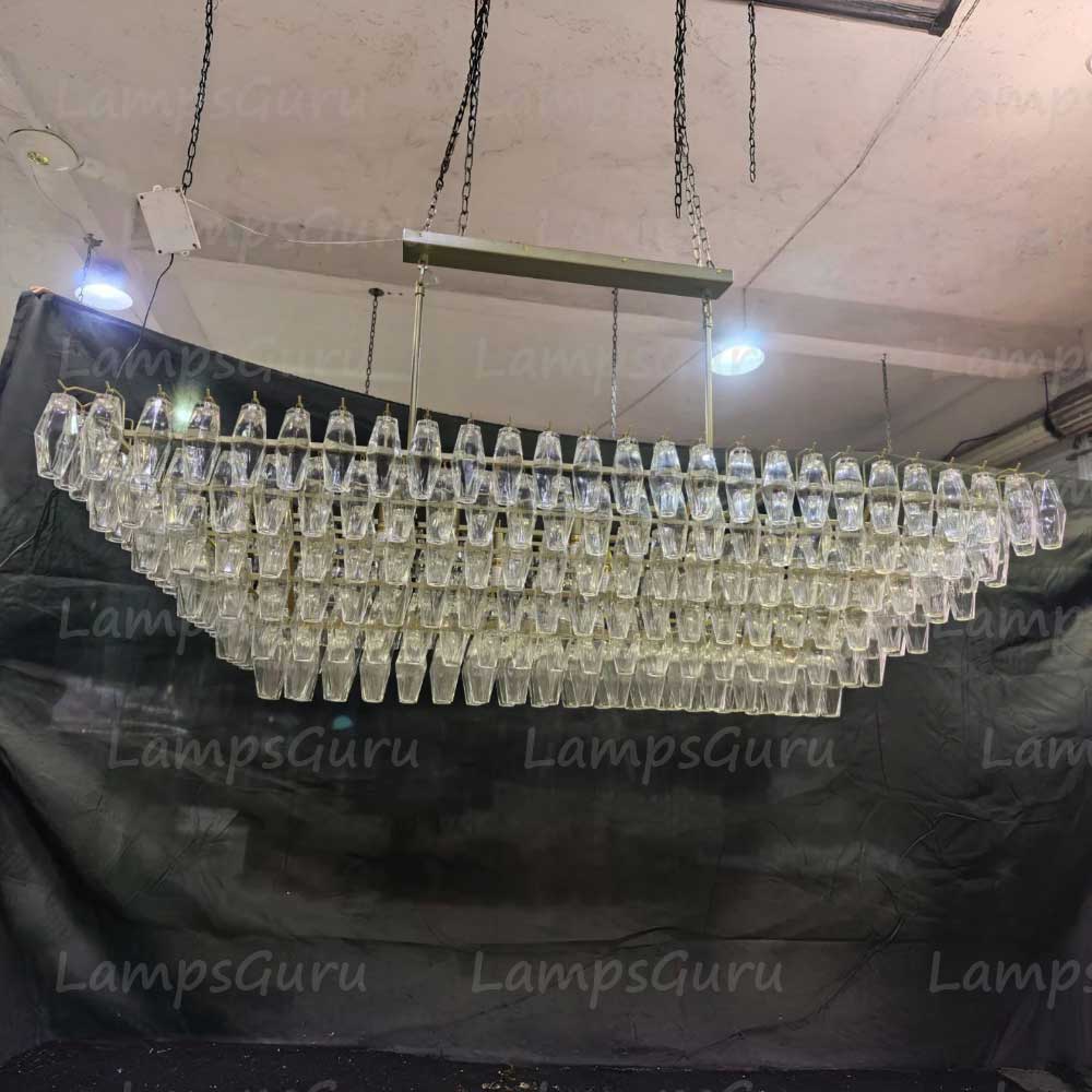 Chiaray Clear Glass Tiered Rectangular Chandelier 74"