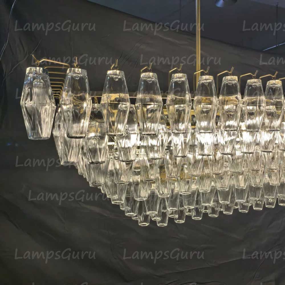 Chiaray Clear Glass Tiered Rectangular Chandelier 74"