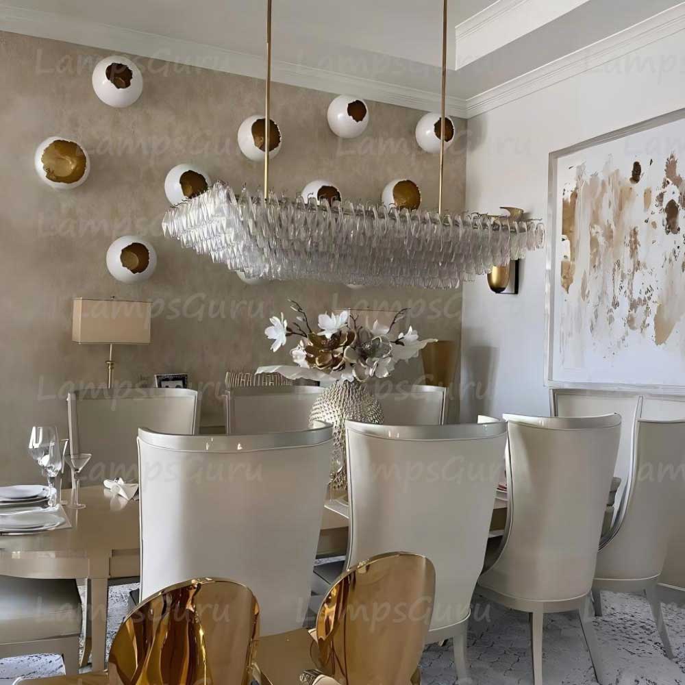 Chiaray Clear Glass Tiered Rectangular Chandelier 74"