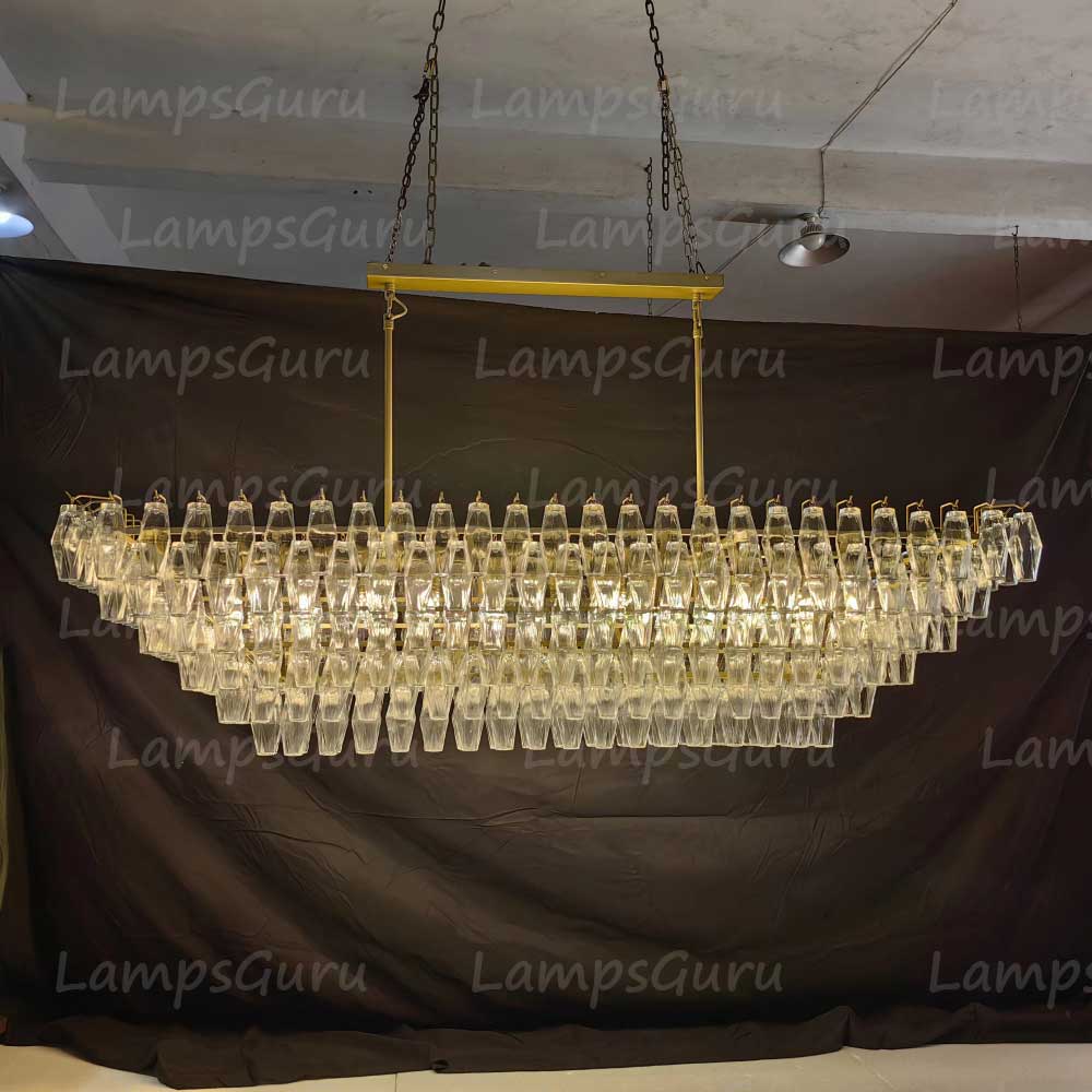 Chiaray Clear Glass Tiered Rectangular Chandelier 74"