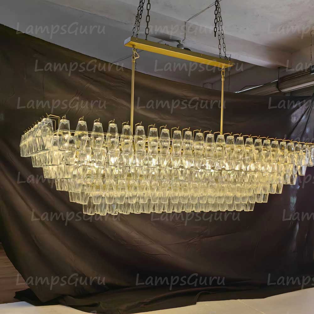 Chiaray Clear Glass Tiered Rectangular Chandelier 74"