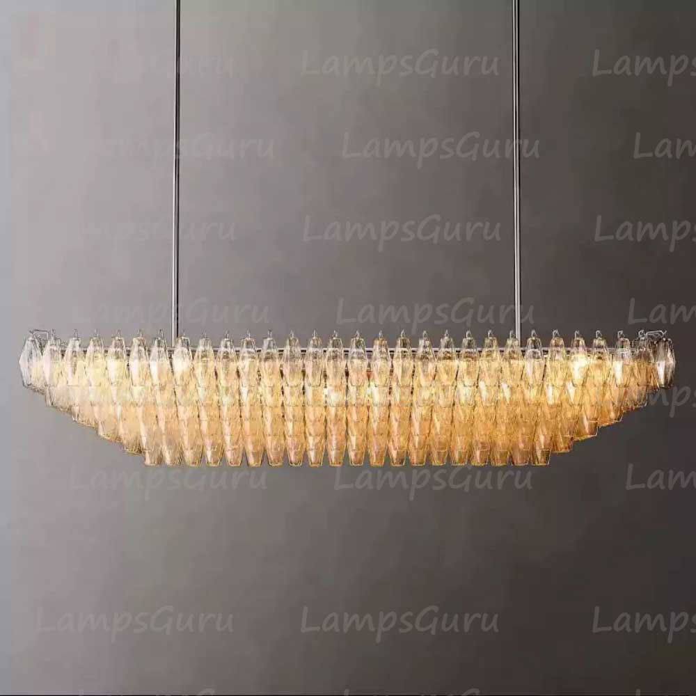 Chiaray Clear Glass Tiered Rectangular Chandelier 74"