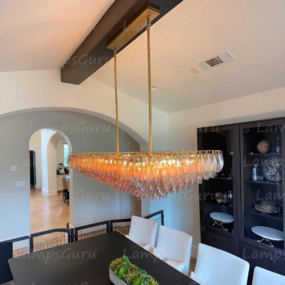 Chiaray Smoke Glass Tiered Rectangular Chandelier 54"