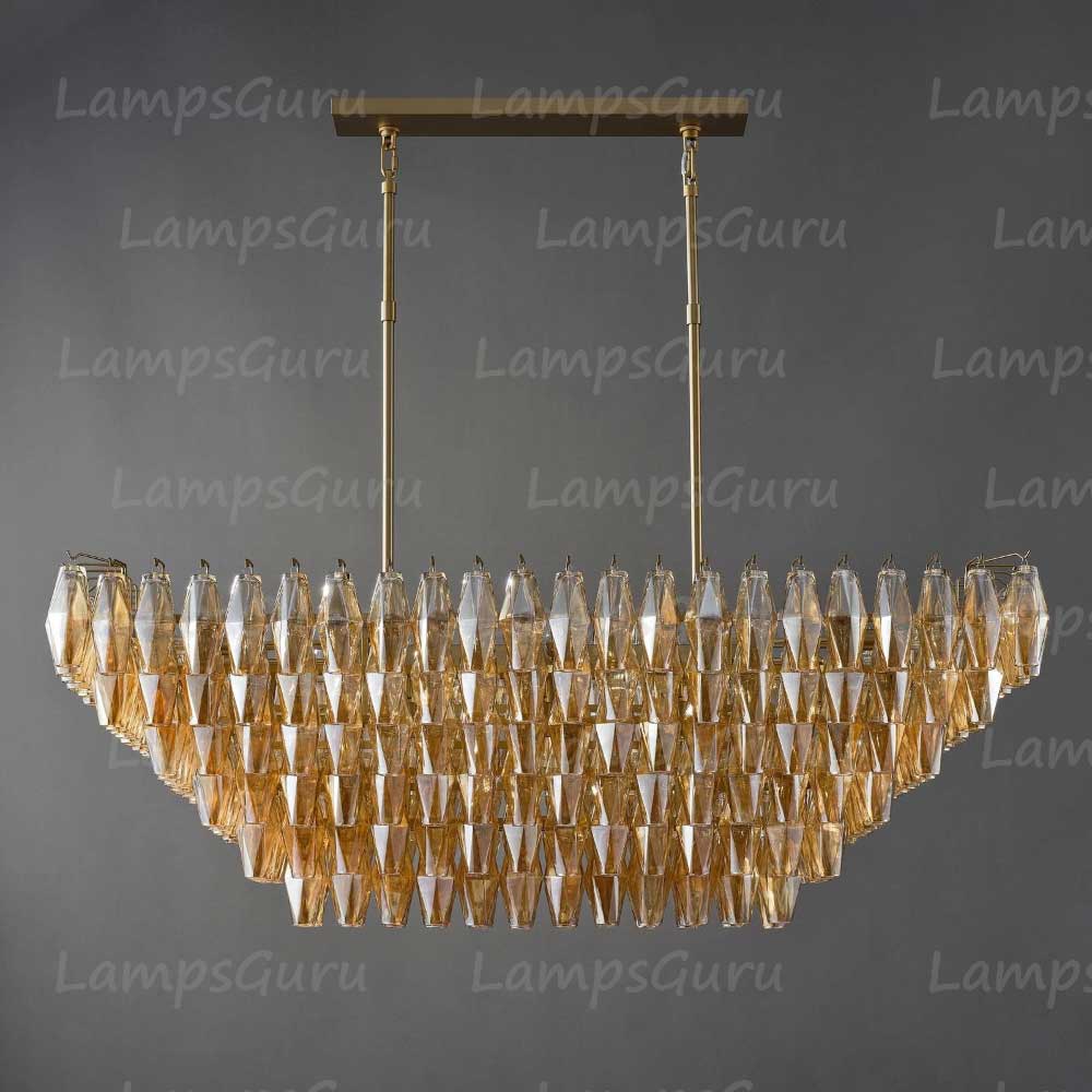 Chiaray Smoke Glass Tiered Rectangular Chandelier 54"