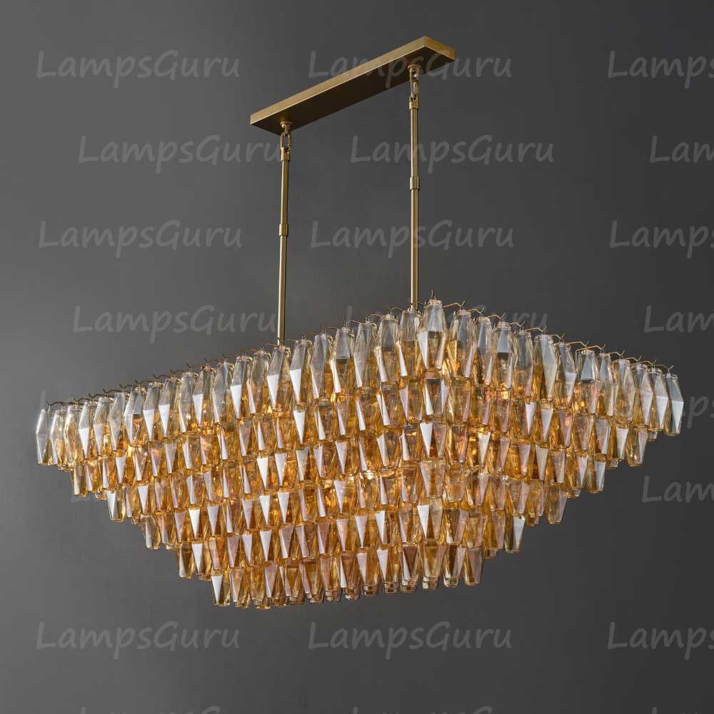 Chiaray Smoke Glass Tiered Rectangular Chandelier 54"