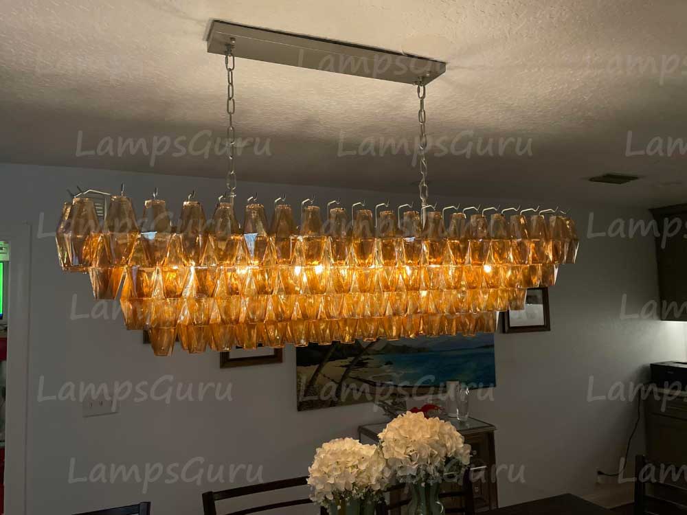 Chiaray Smoke Glass Tiered Rectangular Chandelier 54"