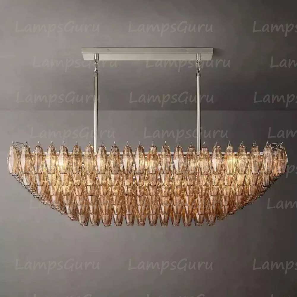 Chiaray Smoke Glass Tiered Rectangular Chandelier 54"