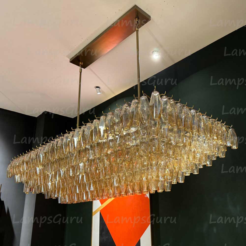 Chiaray Smoke Glass Tiered Rectangular Chandelier 74"
