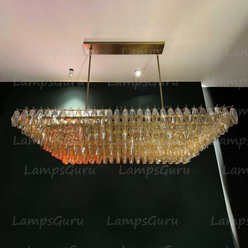 Chiaray Smoke Glass Tiered Rectangular Chandelier 74"