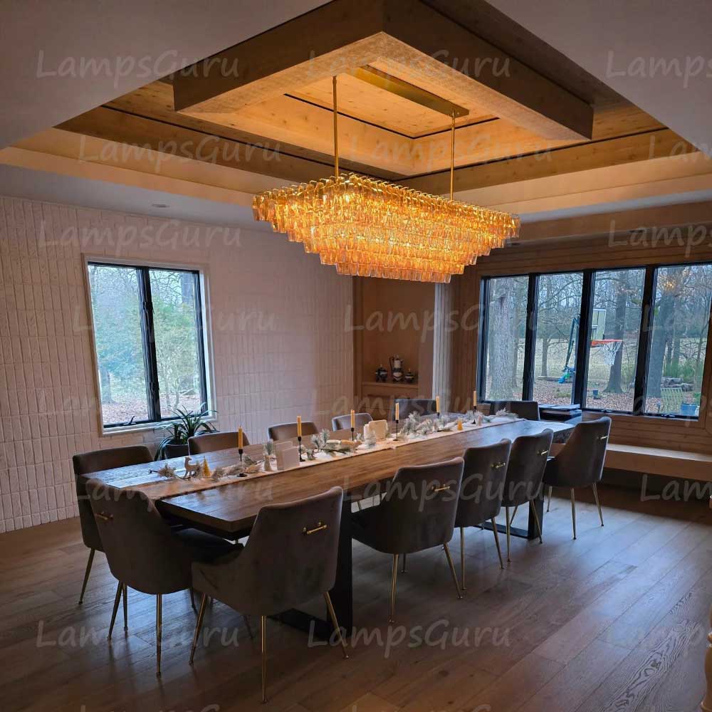 Chiaray Smoke Glass Tiered Rectangular Chandelier 74"