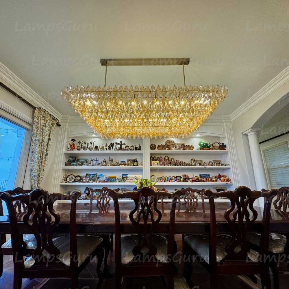 Chiaray Smoke Glass Tiered Rectangular Chandelier 74"