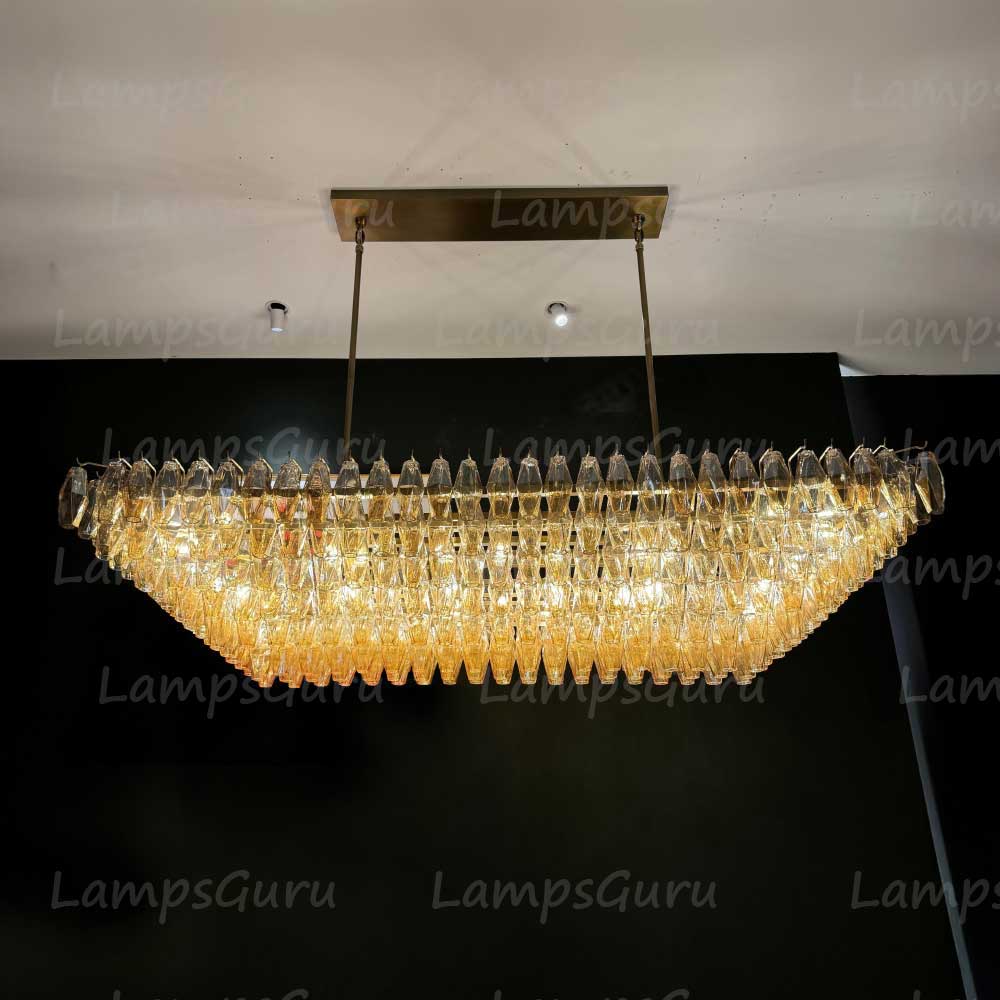Chiaray Smoke Glass Tiered Rectangular Chandelier 74"