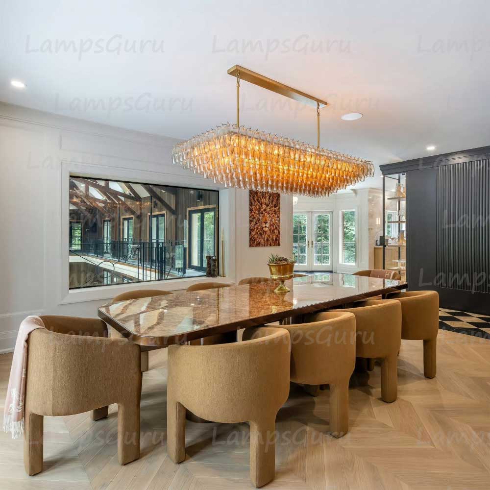 Chiaray Smoke Glass Tiered Rectangular Chandelier 74"