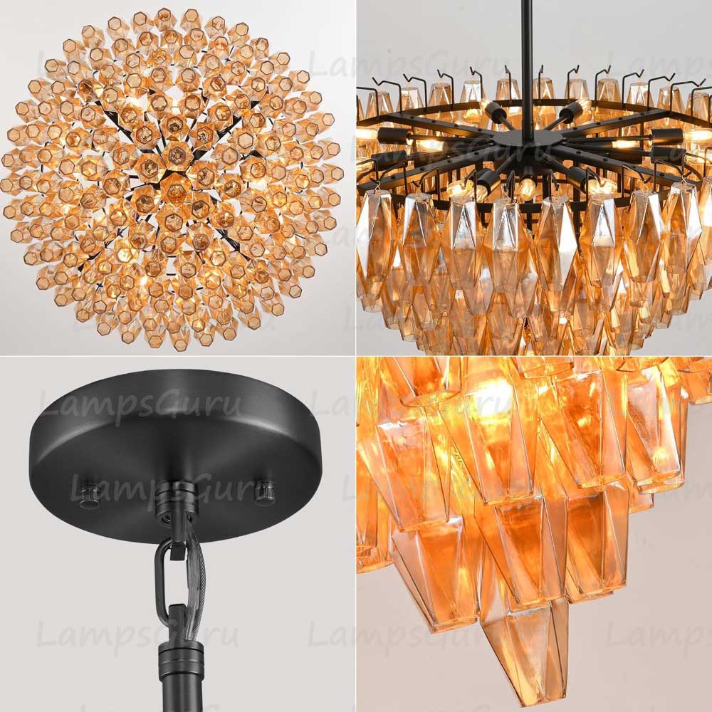 Chiaray Smoke Glass Tiered Round Chandelier 37"