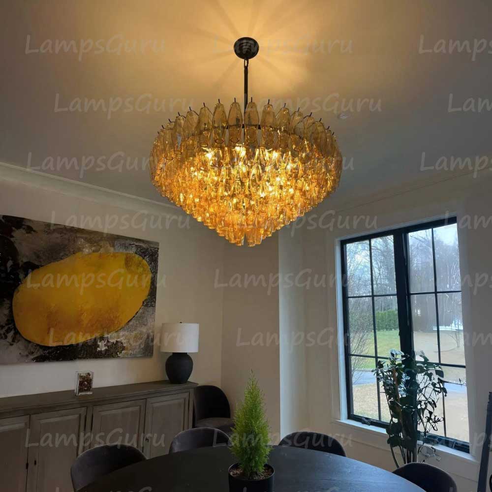 Chiaray Smoke Glass Tiered Round Chandelier 37"