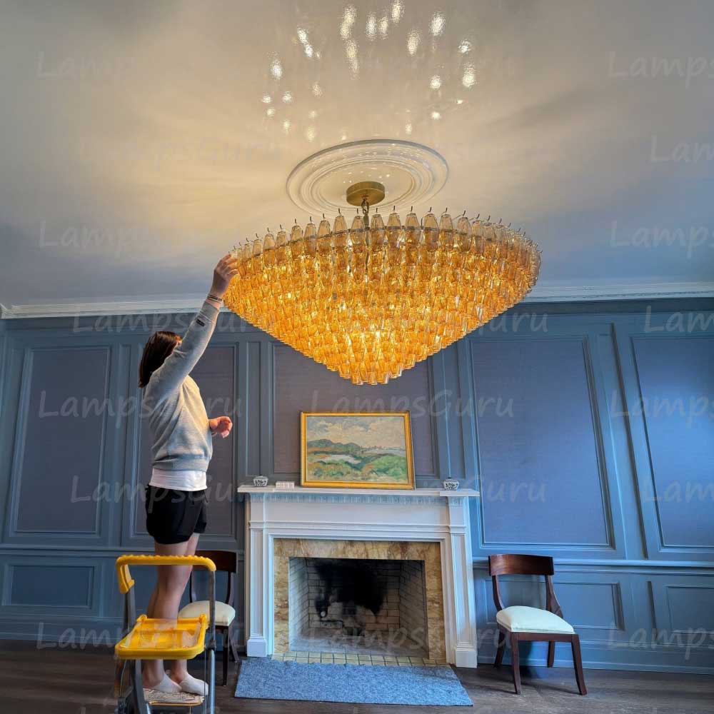 Chiaray Smoke Glass Tiered Round Chandelier 62"