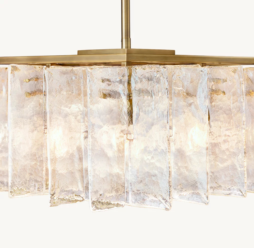 Latticey Clear Glass Rectangular Chandelier 49"
